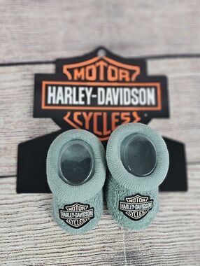 Harley-Davidson Baby Boys' Bar & Shield Patch Newborn Booties Socks, Gray
